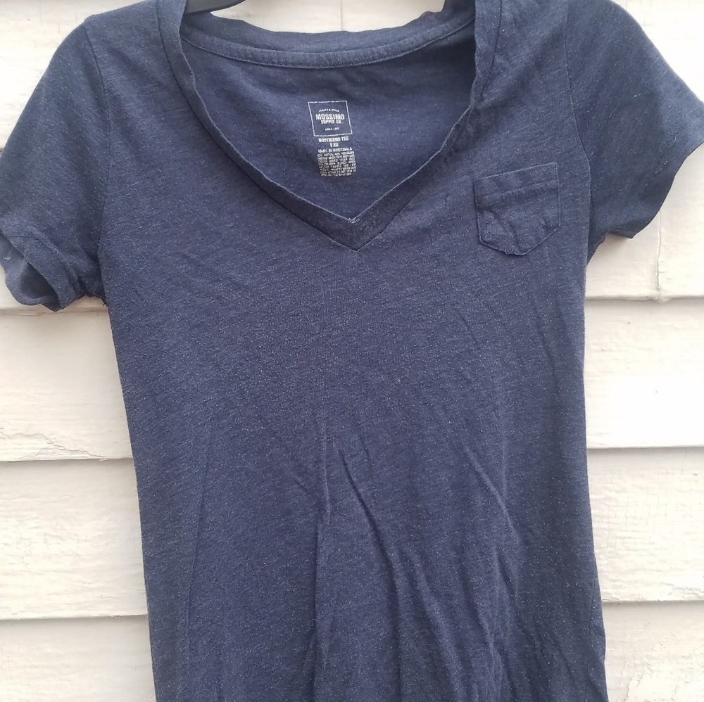 MOSSIMO V Neck Navy Tee XS